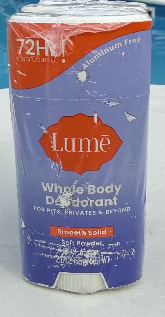 (3) Lume Deodorant Smooth Solid Stick Soft Powder 2.6 oz each